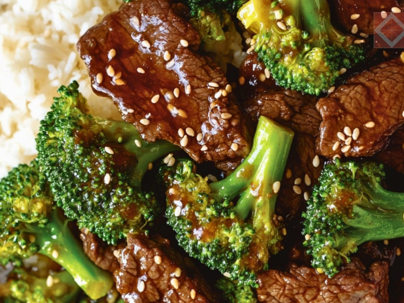 Beef & broccoli stir-fry with rice