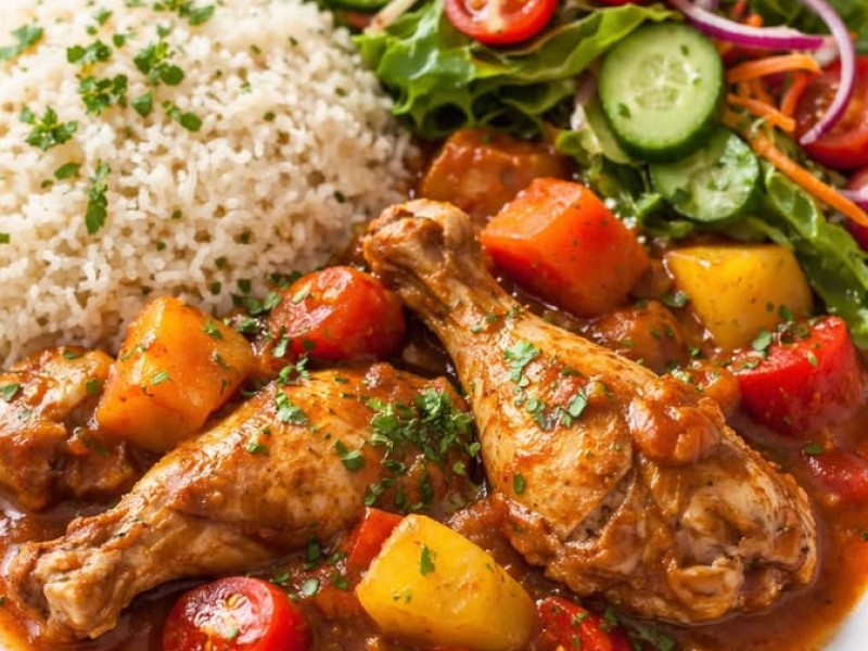 Chicken & vegetable sauce with rice