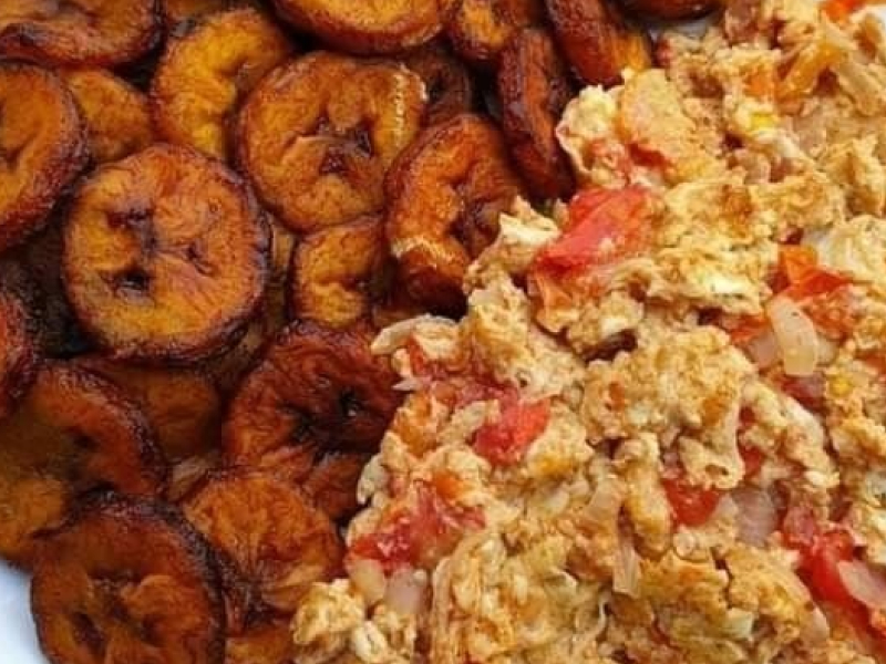 Egg sauce & plantain