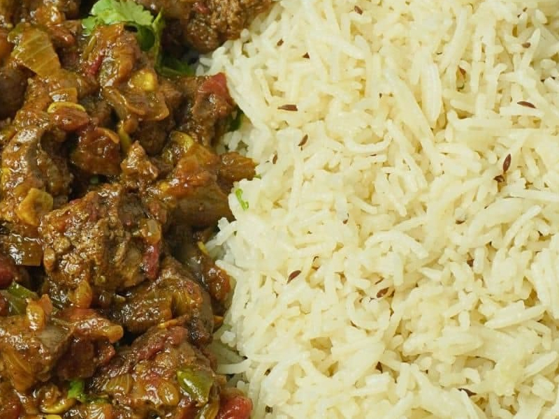 Peppered liver & rice