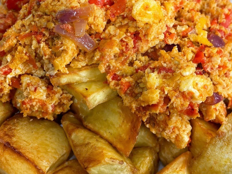 Sweet potato & egg sauce