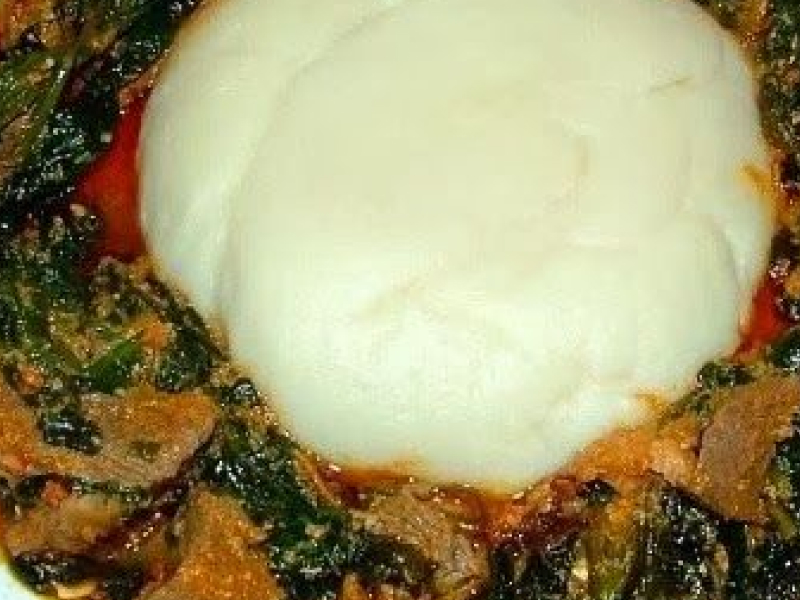Vegetable soup & pounded yam